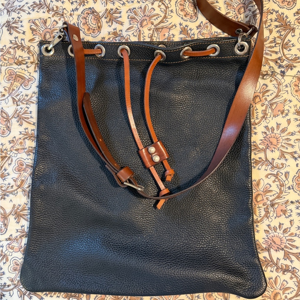 Genuine Italian Black and Brown Leather Bag